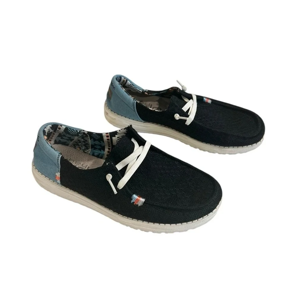 121414790 Hey Dude Wendy Women's Loafers Boho Black Size 9 - Picture 3 of 6